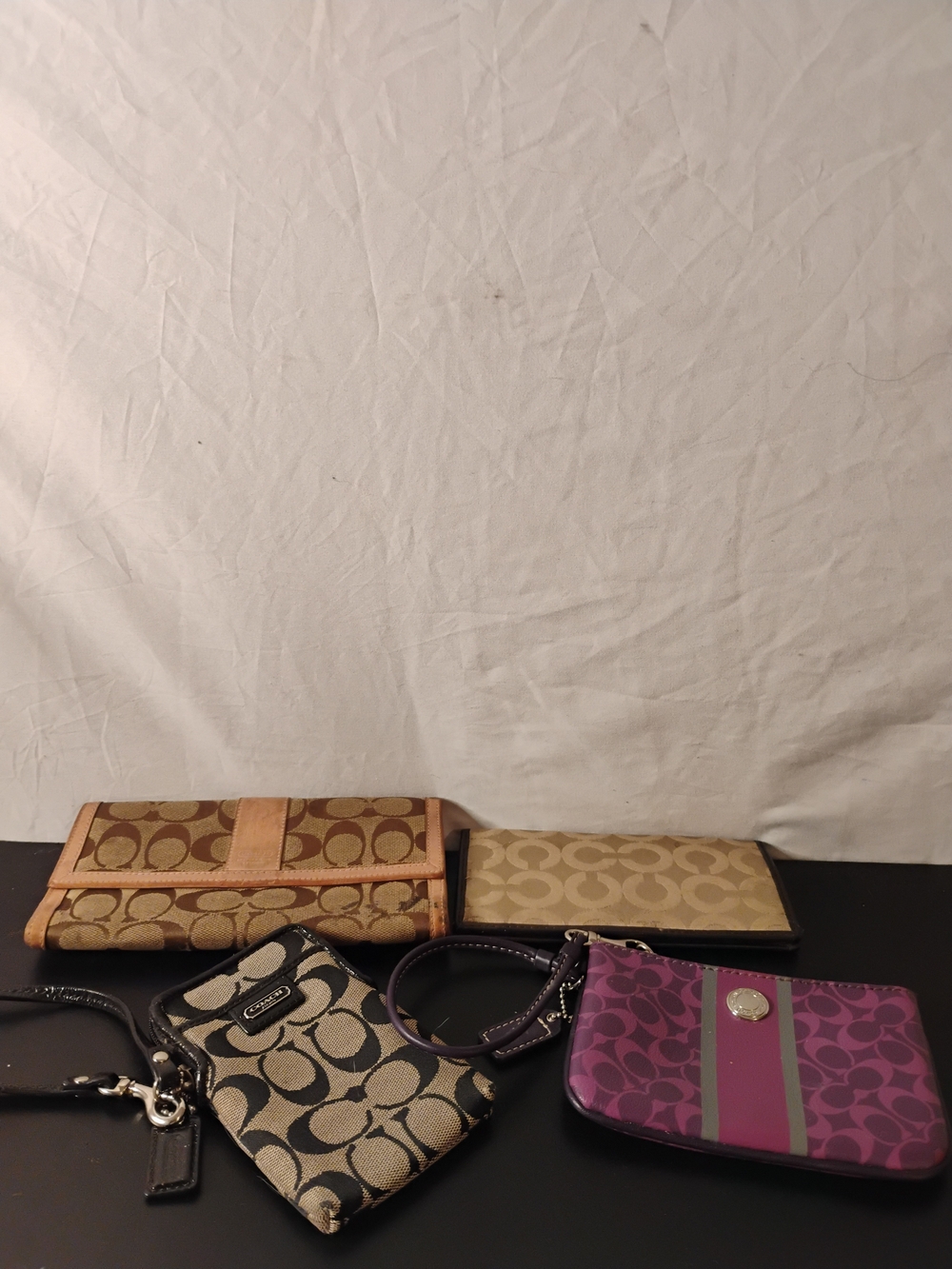 Coach Signature Canvas Small Wristlet Pouch - Purple